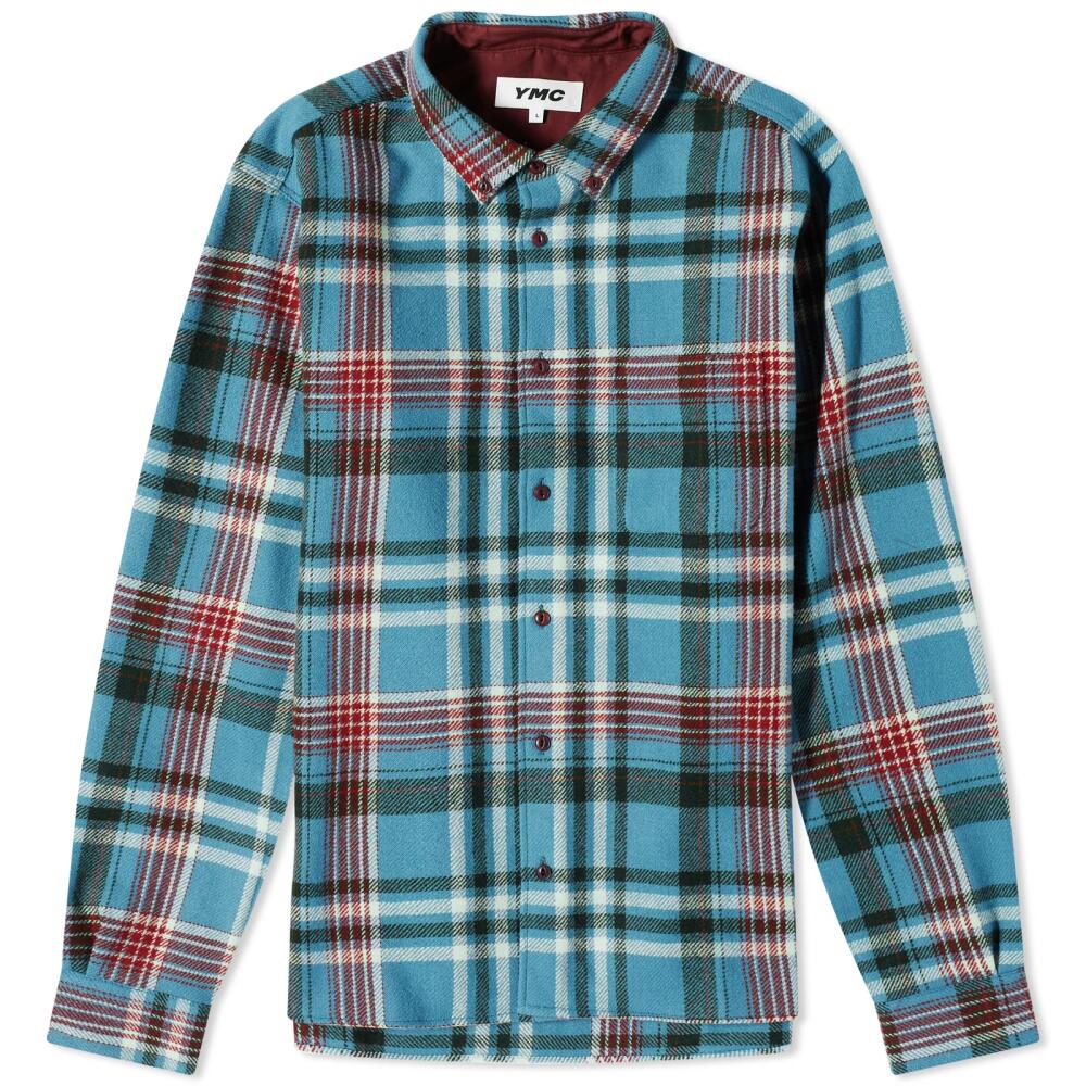 YMC Men's Dean Check Shirt in Blue Multi Cover