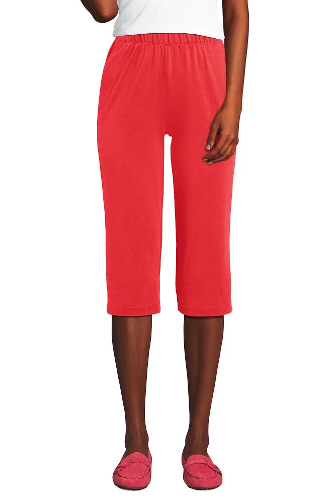 Lands' End Tall Sport Knit Elastic Waist Pull On Capri Pants in Sahara Desert Cover