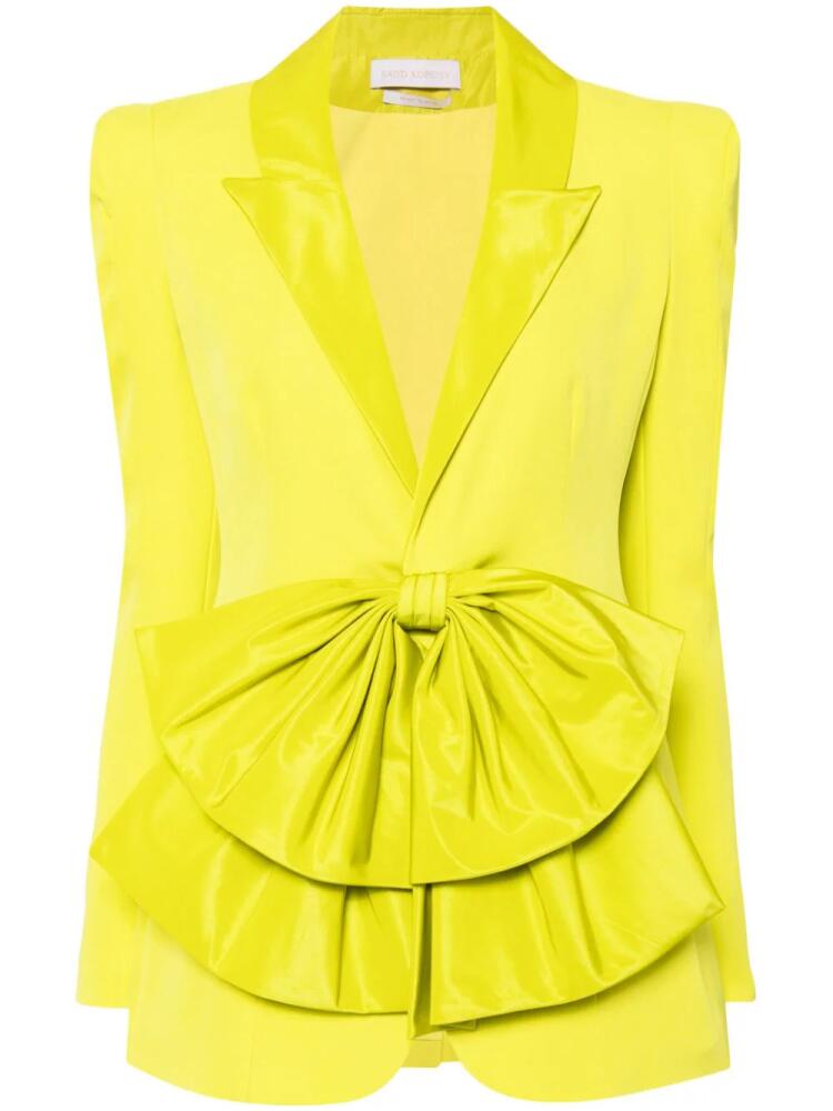 Saiid Kobeisy crepe tailored jacket with taffeta collar and bow - Green Cover