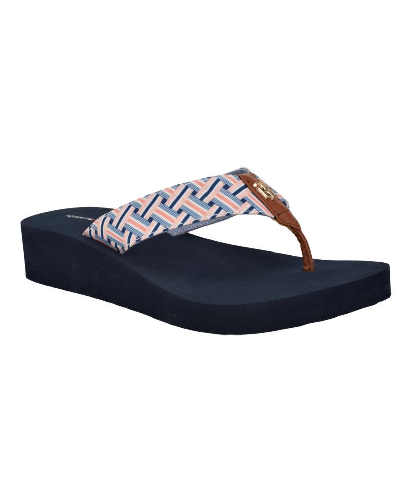 Tommy Hilfiger Women's Roahna-x Tommy Hilfiger Classic Flip Flops - Orange, Navy Stripe Cover