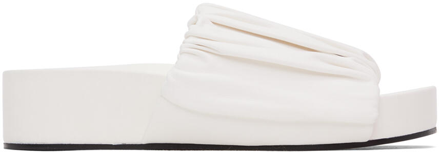 Jil Sander White Oversized Ruched Sandals Cover