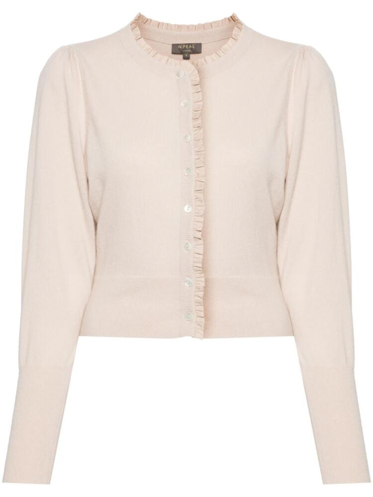 N.Peal ruffled-trim cashmere cardigan - Pink Cover