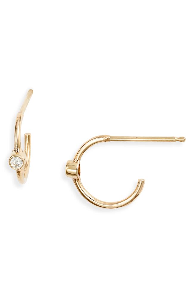 Zoë Chicco Diamond Huggie Hoop Earrings in Yellow Gold Cover