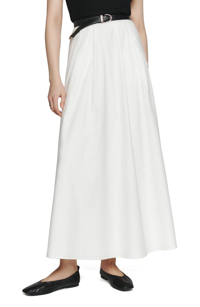 Reformation Lucy Pleated Stretch Organic Cotton Maxi Skirt in White Cover