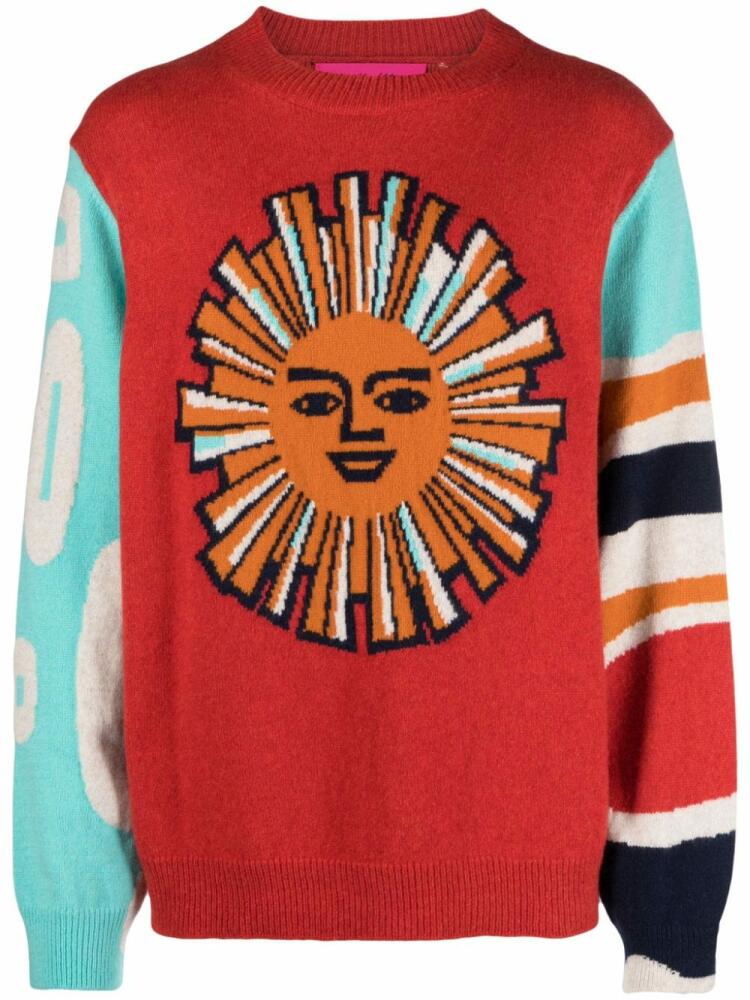 The Elder Statesman sun-motif jacquard cashmere jumper - Red Cover