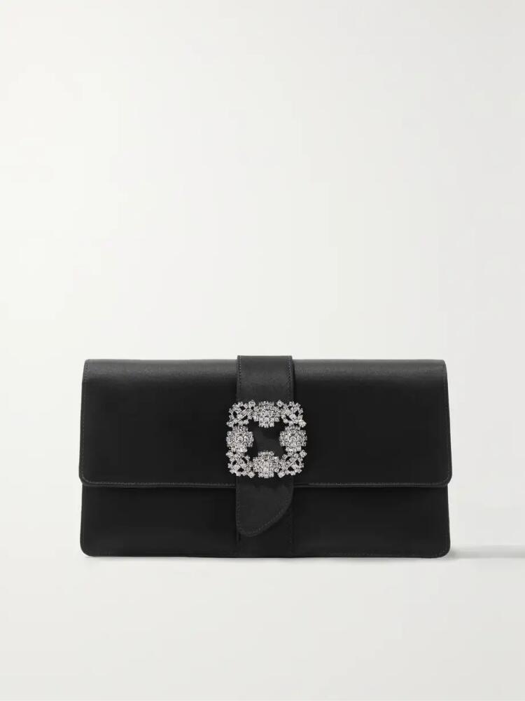 Manolo Blahnik - Capri Crystal-embellished Satin Clutch - Black Cover