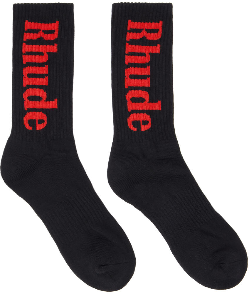 Rhude Black Vertical Logo Socks Cover