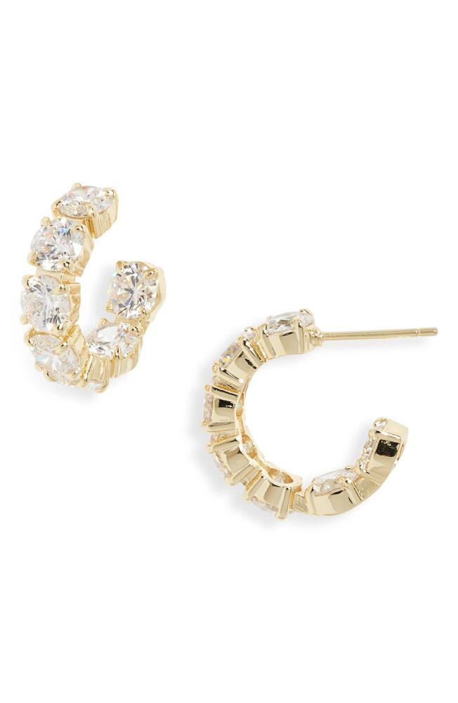 Melinda Maria Oh She Fancy Inside Out Huggie Hoop Earrings in Gold/white Diamondettes Cover