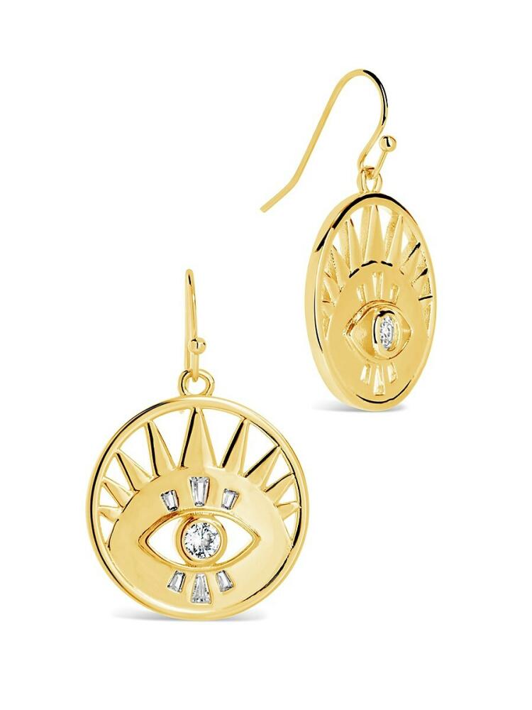 Sterling Forever Women's Mahana 14K Goldplated & Cubic Zirconia Evil Eye Drop Earrings Cover