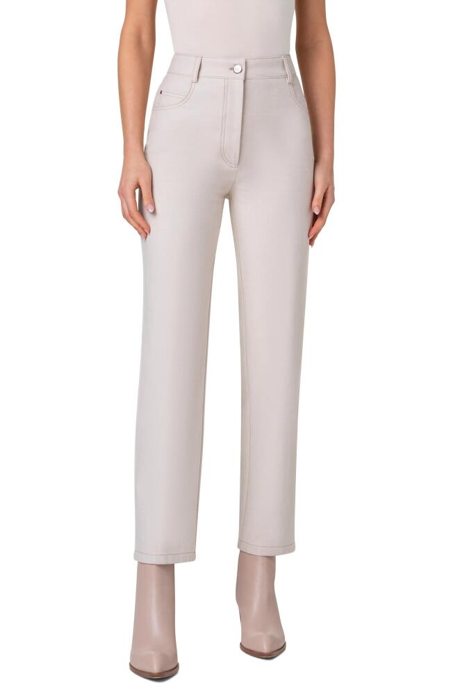 Akris Fari High Waist Straight Leg Ankle Jeans in Sand Cover