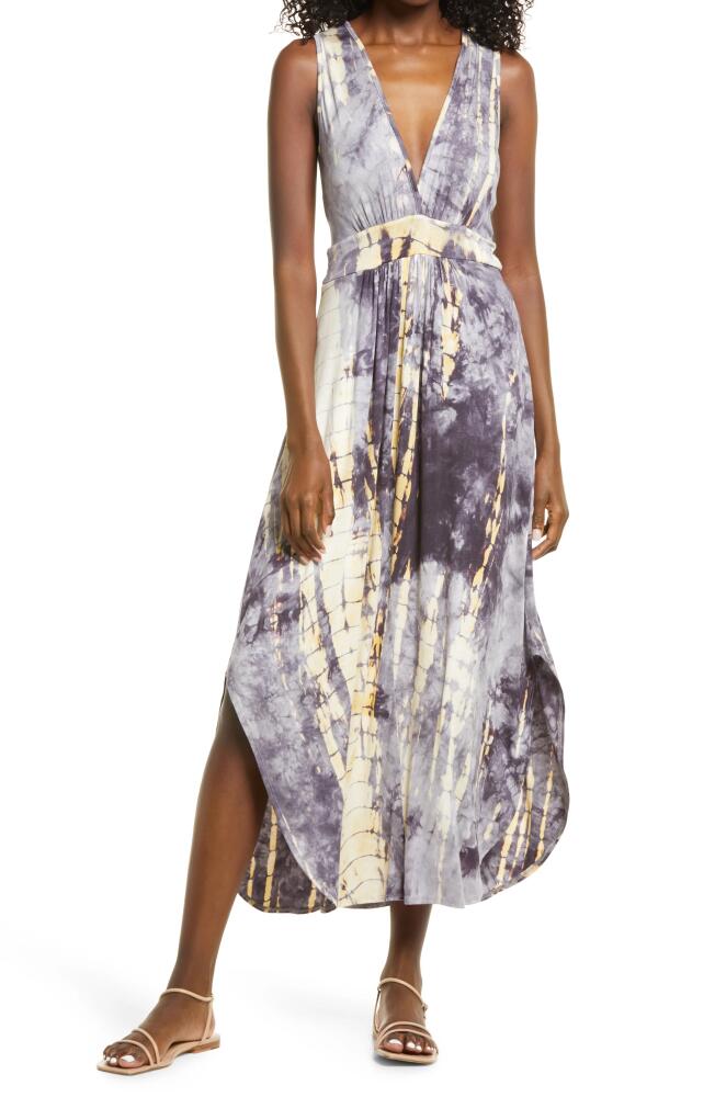 Fraiche by J Tie Dye V-Neck Jersey Dress in Ink Cover