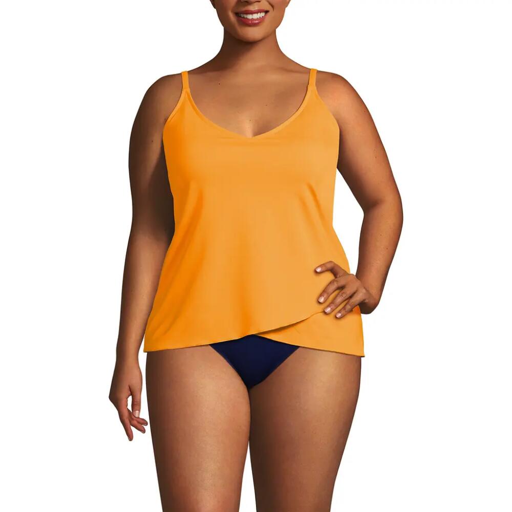 Lands' End Plus Size Chlorine Resistant Tulip Hem Tankini Swimsuit Top in Sweet Mango Cover