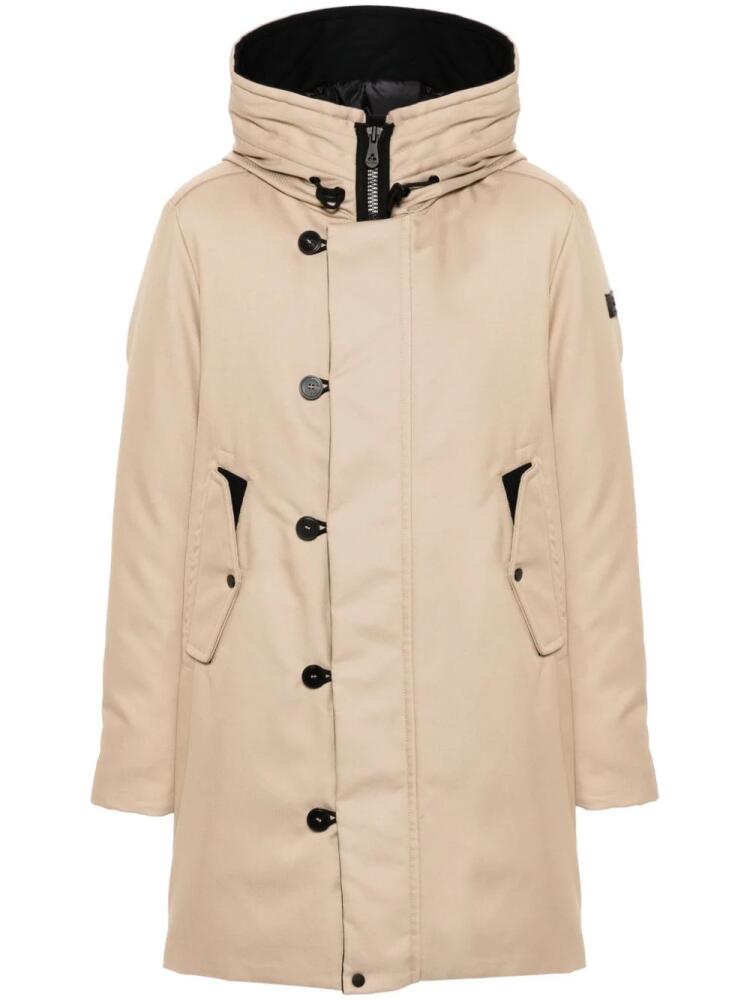 Peuterey logo-patch parka coat - Neutrals Cover