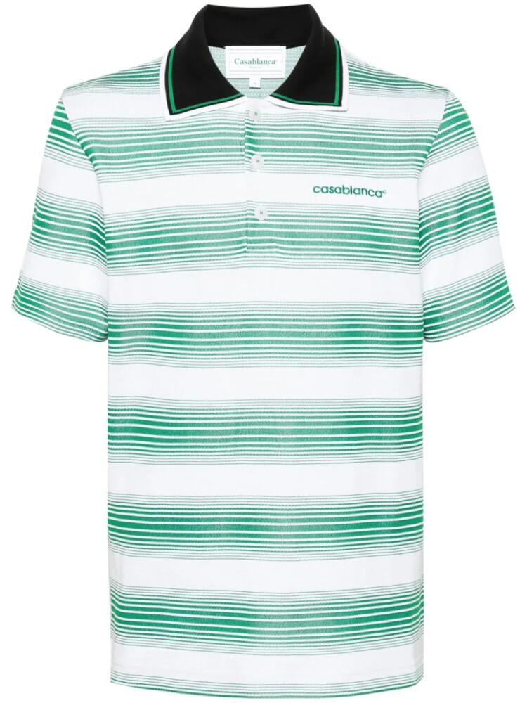 Casablanca logo-embroidered striped polo shirt - Green Cover