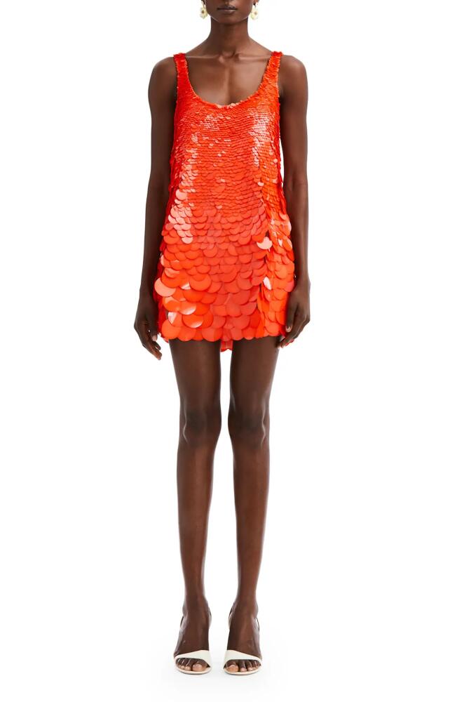 Oscar de la Renta Variegated Paillette Cocktail Dress in Tiger Lily Cover