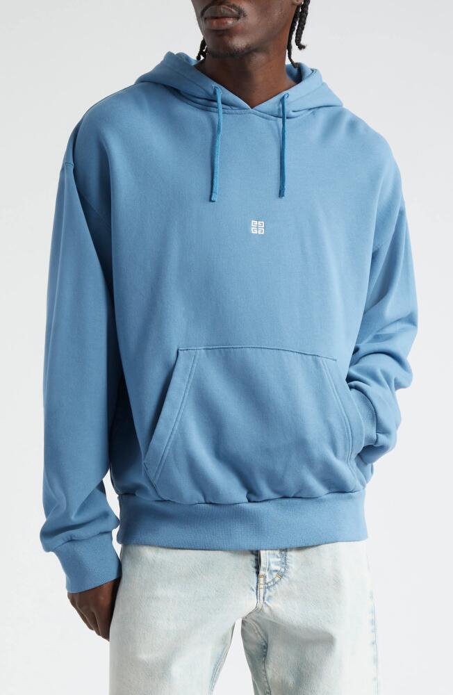 Givenchy 4G Embroidered Cotton French Terry Hoodie in Blue/White Cover