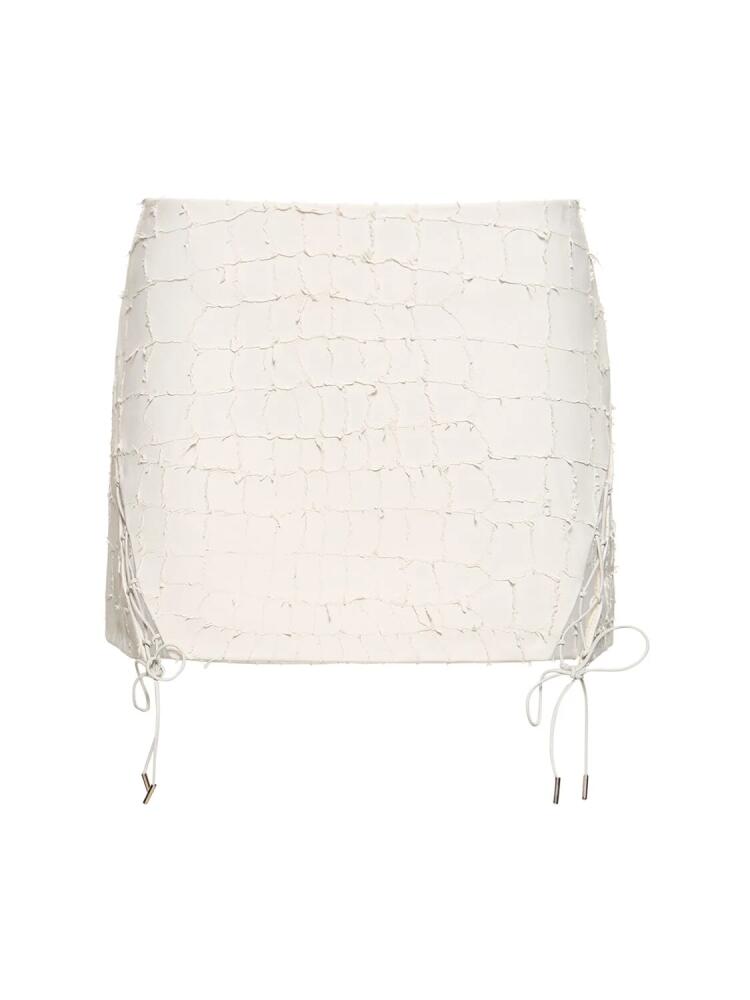 DION LEE Snake Etched Leather Mini Skirt Cover