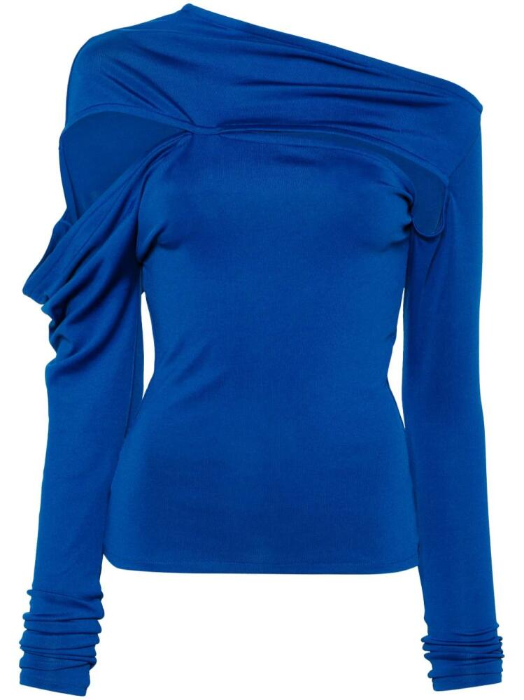 Jade Cropper cut-out long-sleeve blouse - Blue Cover