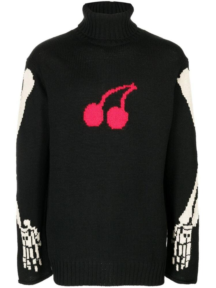 Yohji Yamamoto intarsia-knit roll-neck jumper - Black Cover