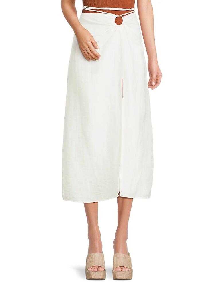 Cult Gaia Women's Nell Linen Blend Wrap Midi Skirt - Off White Cover