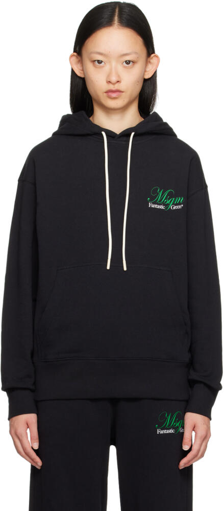 MSGM Black Printed Hoodie Cover