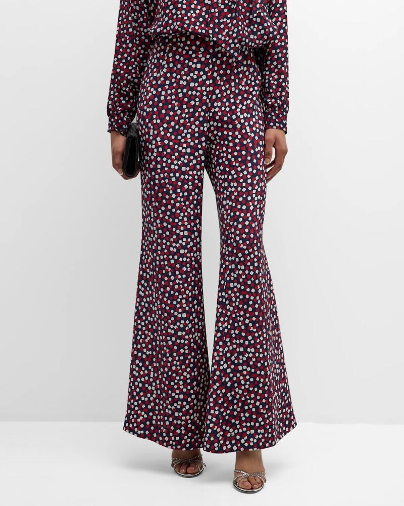 Libertine Confetti-Print High-Rise Trumpet Flared Pants Cover