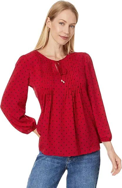 Tommy Hilfiger Dot Pintuck Blouse (Chili Multi) Women's Clothing Cover