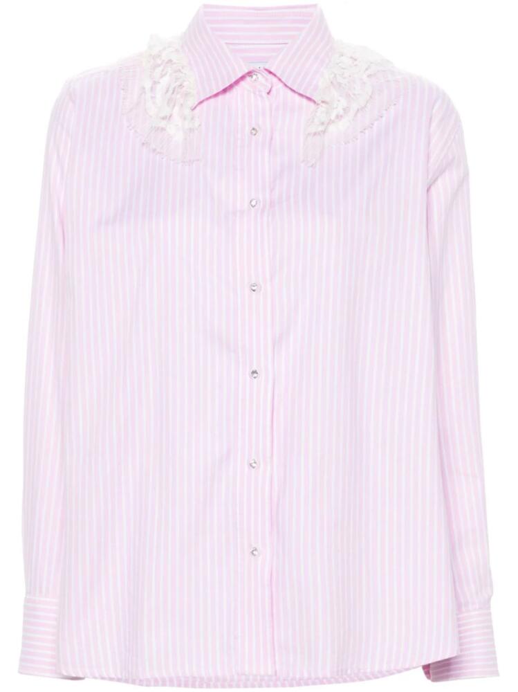 Loulou lace-detail striped shirt - Pink Cover