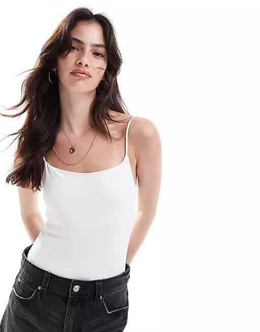 Pull & Bear polyamide strappy bodysuit in white Cover