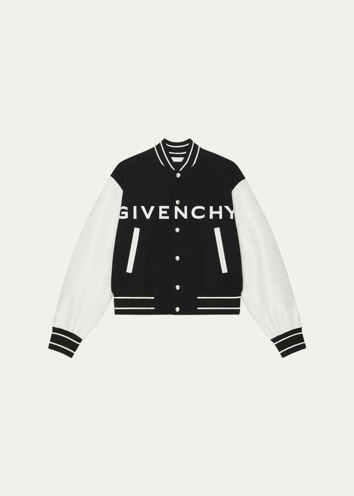 Givenchy Men's Wool-Leather Logo Varsity Jacket Cover