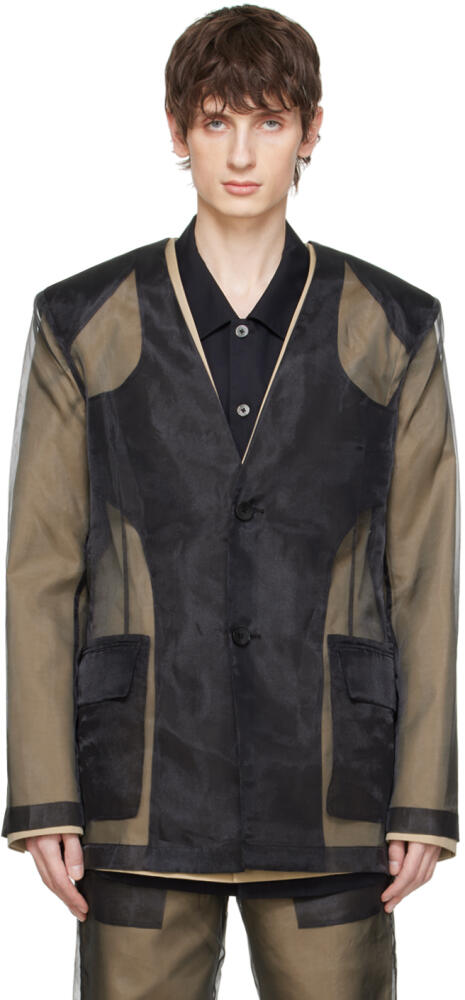 Feng Chen Wang Black Layered Blazer Cover