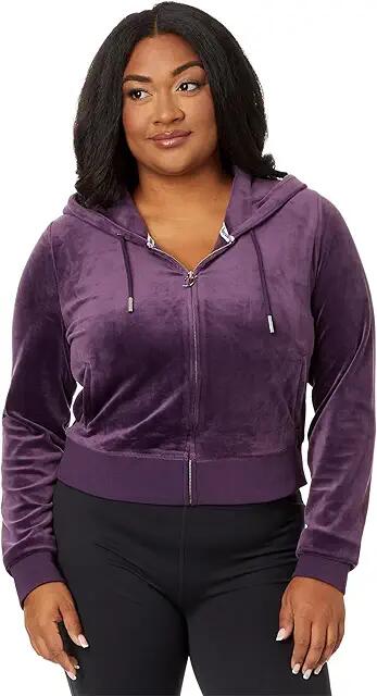 Juicy Couture Classic Juicy Hoodie With Back Bling (Plum) Women's Clothing Cover