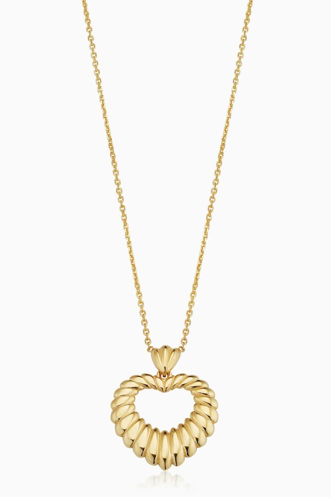 Oradina 14K Yellow Gold Retro Heart Pendant Necklace Cover