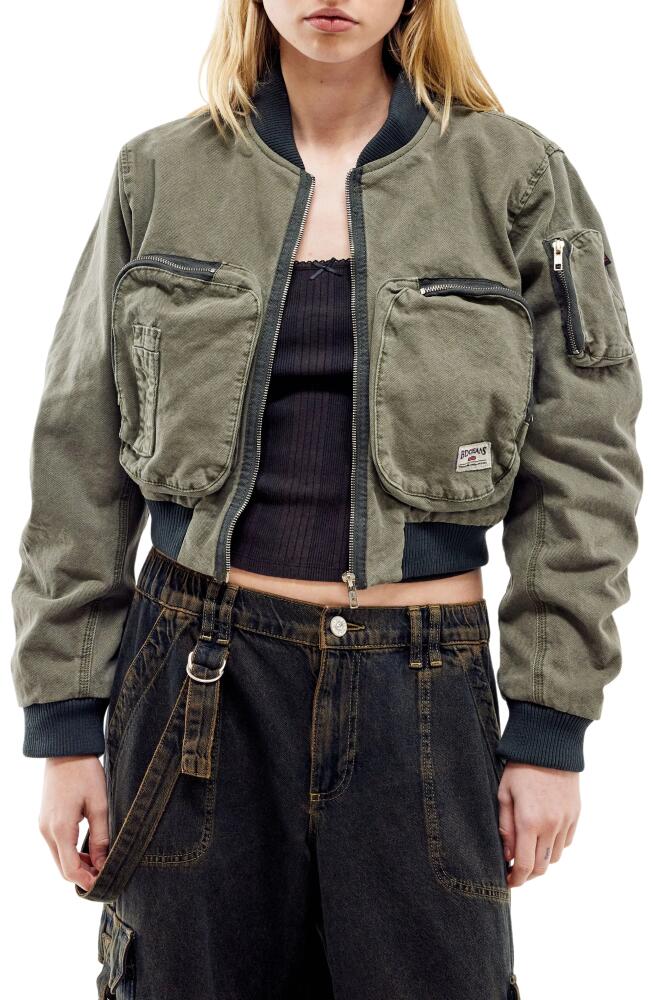 BDG Urban Outfitters Zip Pocket Canvas Bomber Jacket in Khaki Cover