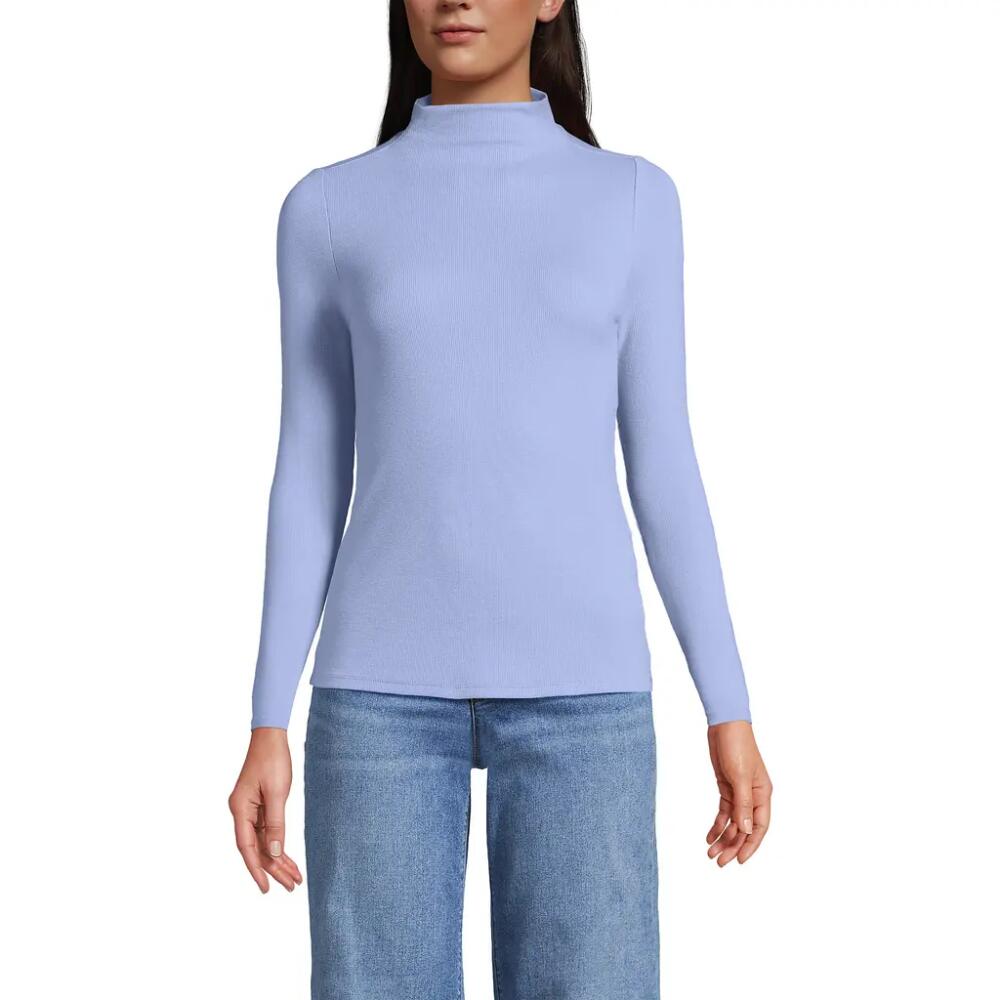 Lands' End Drapey Rib Skimming Long Sleeve Mock Neck in Light Cornflower Cover