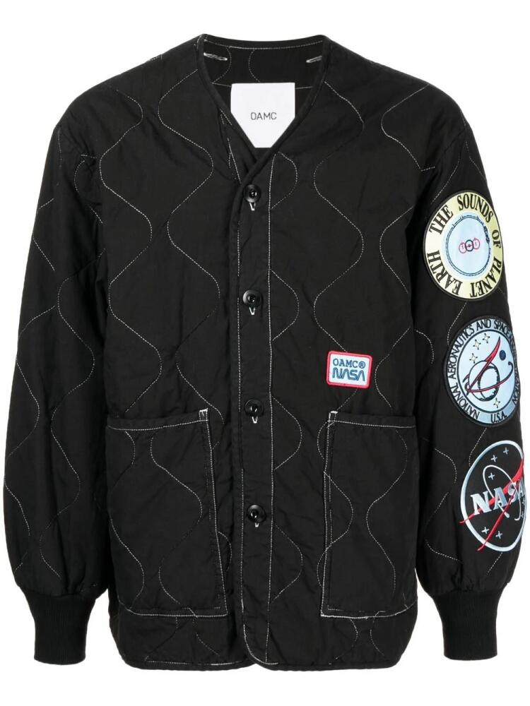 OAMC patch-detail quilted bomber jacket - Black Cover