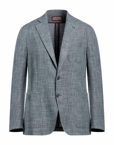 Canali Man Blazer Slate blue Wool, Cotton, Silk, Linen Cover