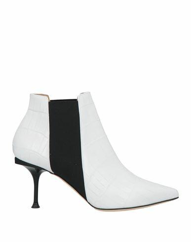 Sergio Rossi Woman Ankle boots White Leather, Elastic fibres Cover