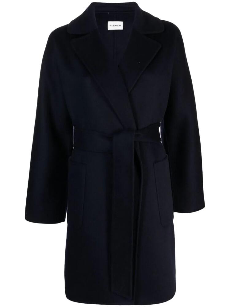 P.A.R.O.S.H. belted brushed wool coat - Blue Cover