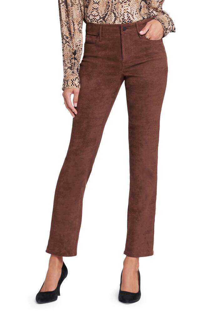 NYDJ Sheri Slim Faux Suede Pants in Dark Chocolate Cover