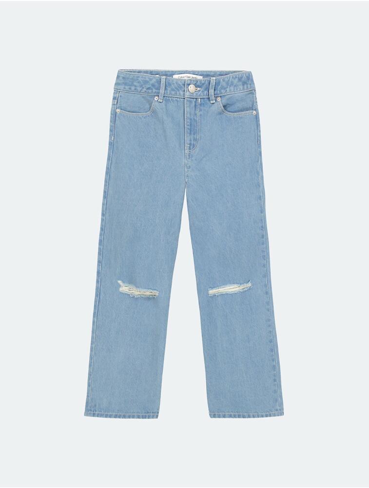 Calvin Klein Girls' Girls Distressed Wide Leg Fit Jeans - Blue Cover