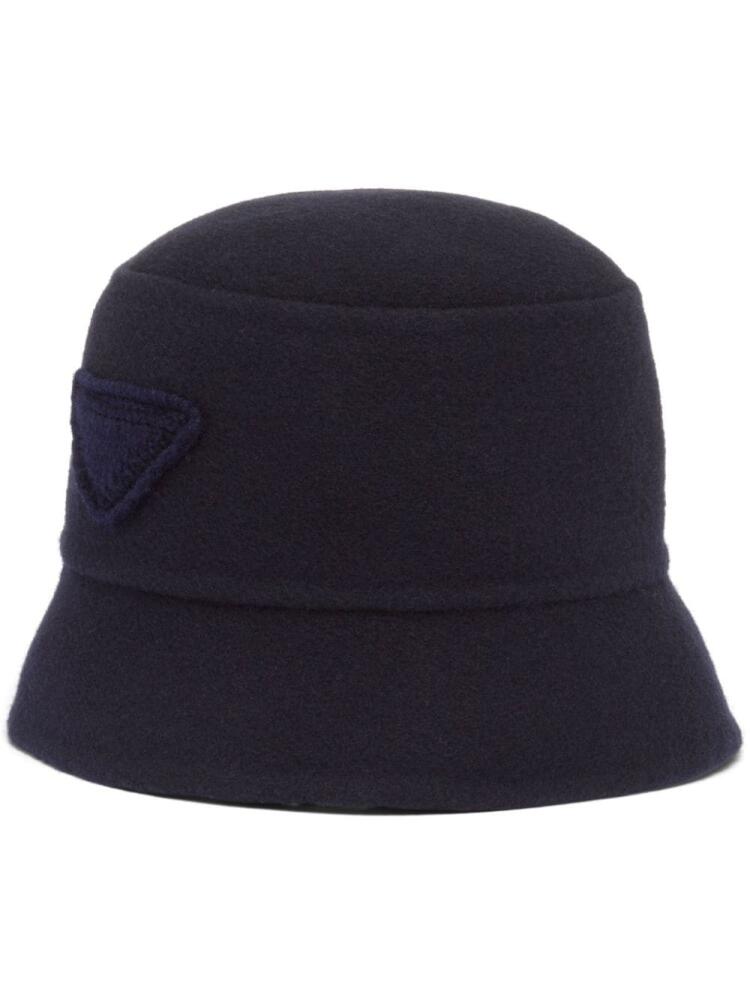 Prada triangle-logo velour bucket hat - Blue Cover