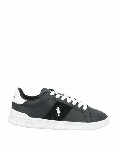 Polo Ralph Lauren Woman Sneakers Black Leather, Textile fibers Cover