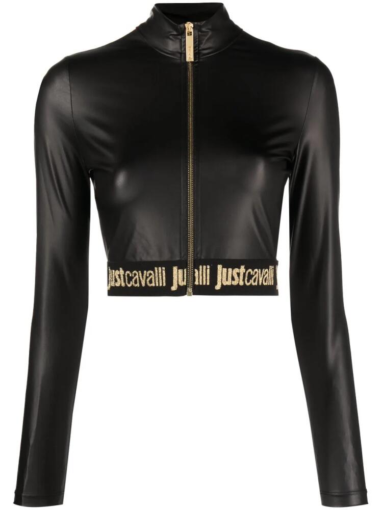 Just Cavalli logo-trim cropped jacket - Black Cover