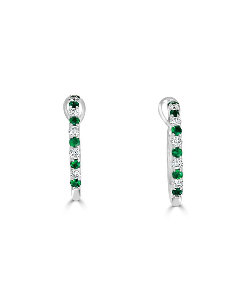 Frederic Sage 18k White Gold Diamond and Emerald Hoop Earrings Cover