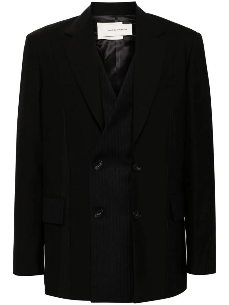 Feng Chen Wang pleated tailored blazer - Black Cover