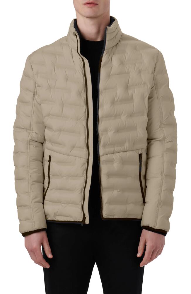 Bugatchi Quilted Bomber Jacket in Sand Cover