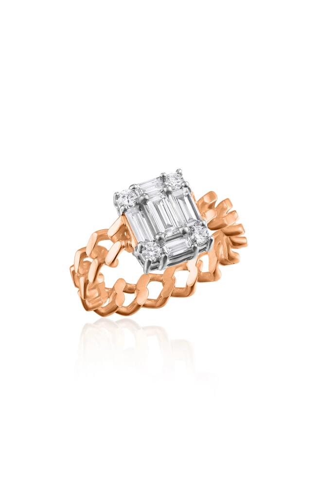 Mindi Mond Clarity Cube Diamond Link Ring in 18K Rg Cover