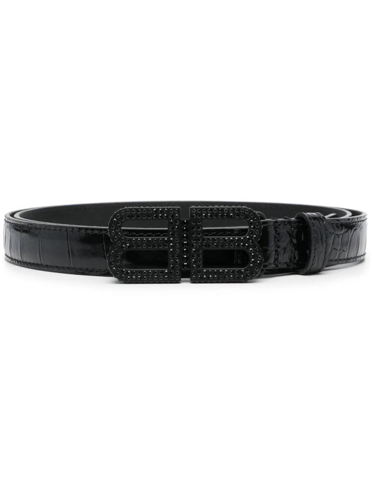 Balenciaga BB Hourglass embossed leather belt - Black Cover