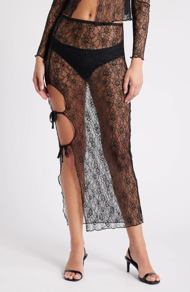 NASTY GAL Sheer Lace Maxi Skirt in Black Cover